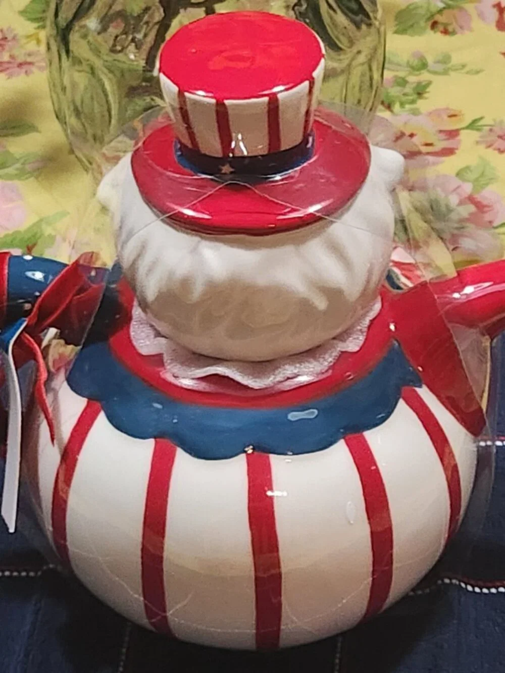 Johanna Parker & Magenta Carnival Cottage Patriotic Uncle Sam Ceramic Teapot
